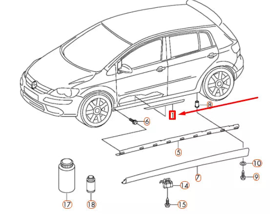 NEW VOLKSWAGEN GOLF MK6 FRONT DOOR SILL TRIM 'R' 5K3853537BHE1 ORIGINAL