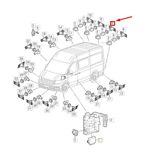 NEW VW CRAFTER SZ MK2 REAR CENTER PARK SENSOR BRACKET 7C0919491A ORIGINAL