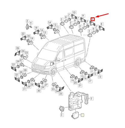 NEW VW CRAFTER SZ MK2 REAR CENTER PARK SENSOR BRACKET 7C0919491A ORIGINAL