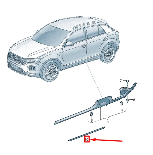 NEW VOLKSWAGEN T-ROC A11 SILL TRIM STRIP 510853537FTW7