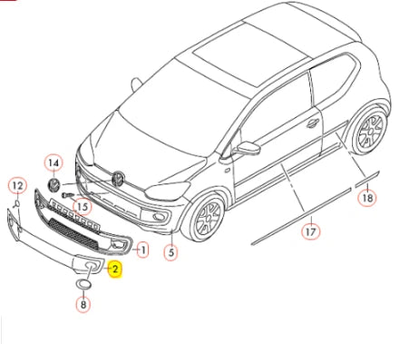 NEW VW UP FRONT BUMPER LOWER CENTER VENT GRILLE 1S0853665AGRU ORIGINAL