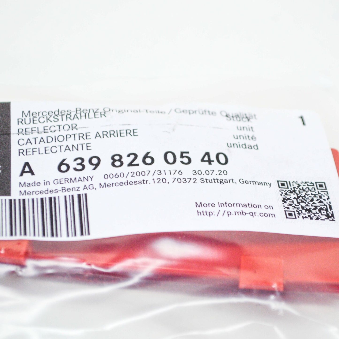 NEW MERCEDES-BENZ VITO W639 REAR RIGHT BUMPER REFLECTOR A6398260540 ORIGINAL