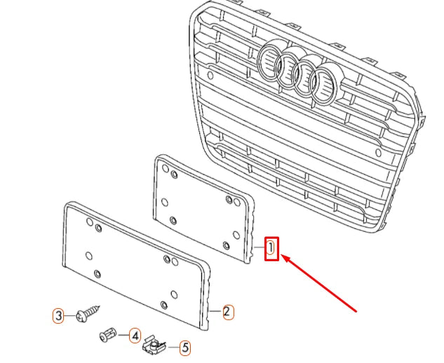 NEW AUDI A4 B8 FRONT LICENCE PLATE HOLDER 8K0807285H1RR ORIGINAL