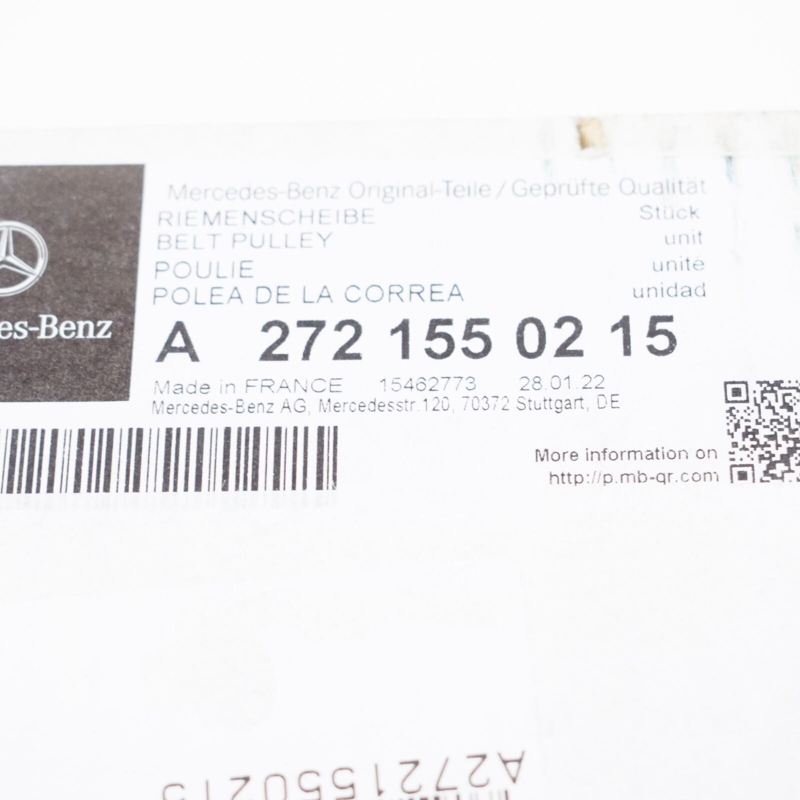 NEW MERCEDES-BENZ C-CLASS W204 ALTERNATOR PULLEY A2721550215 ORIGINAL