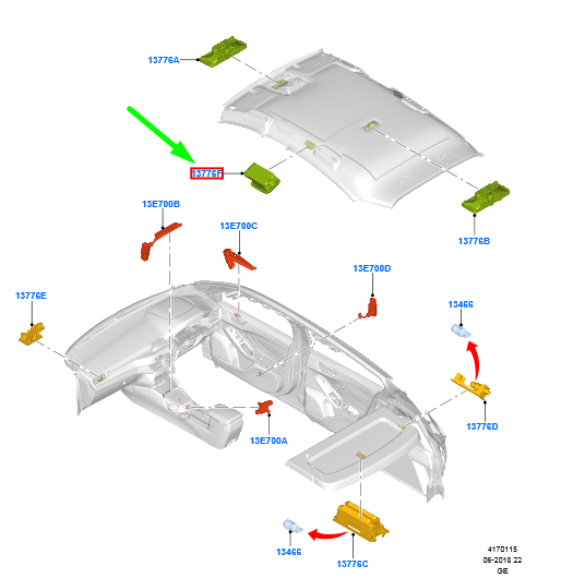 new ford focus mk4 left interior lighting 2368876 jx7b-13k767-cg3zhe original