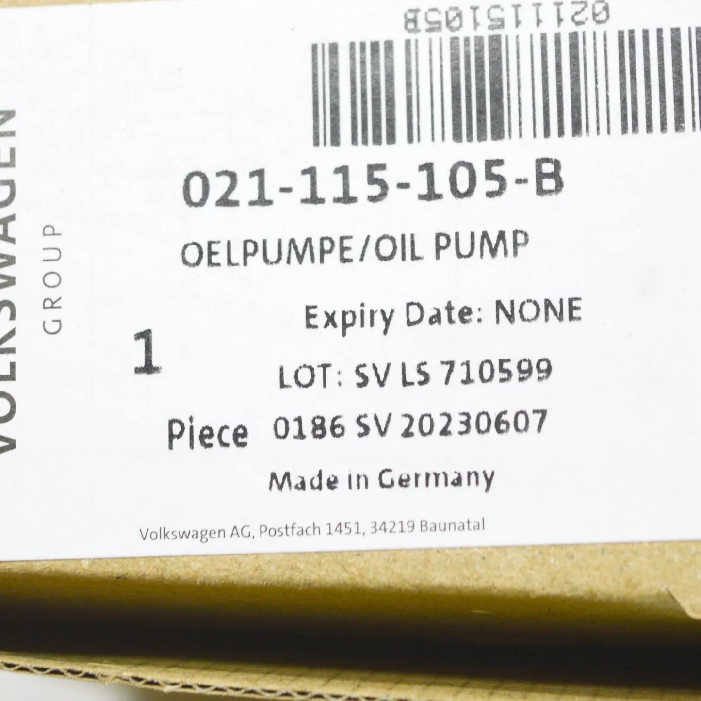 NEW AUDI TT 8N OIL PUMP 021115105B ORIGINAL