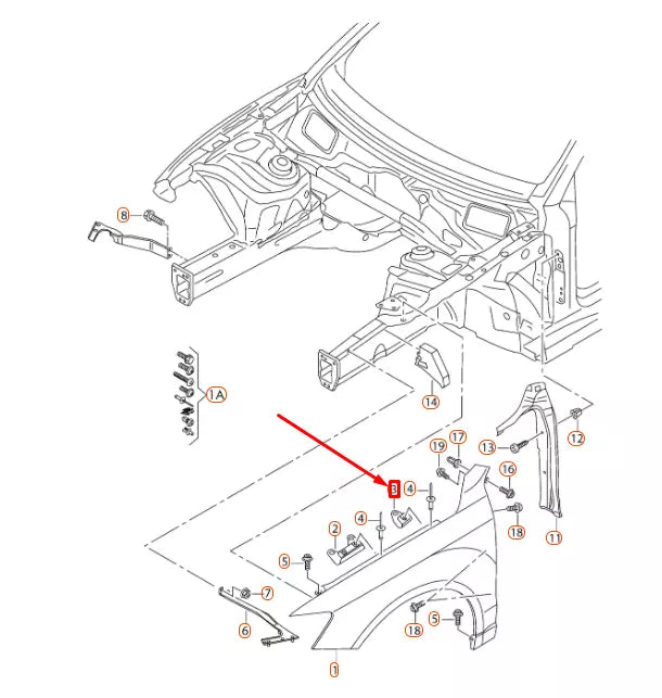 NEW AUDI Q5 8R FRONT FENDER REAR BRACKET 8R0821471 ORIGINAL