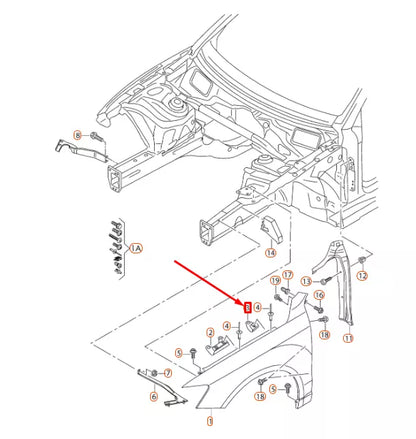 NEW AUDI Q5 8R FRONT FENDER REAR BRACKET 8R0821471 ORIGINAL