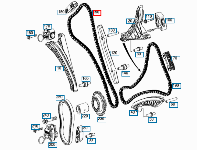 new mercedes-benz slc r172 engine timing drive chain a0009932978 original