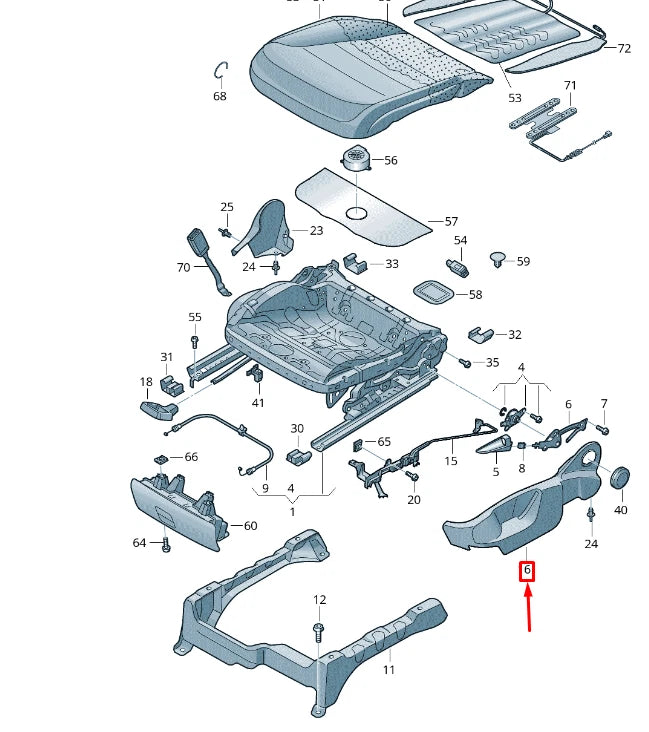 NEW VW TOUAREG 7P MK2 FRONT RIGHT SEAT FRAME TRIM 7P6881314B82V