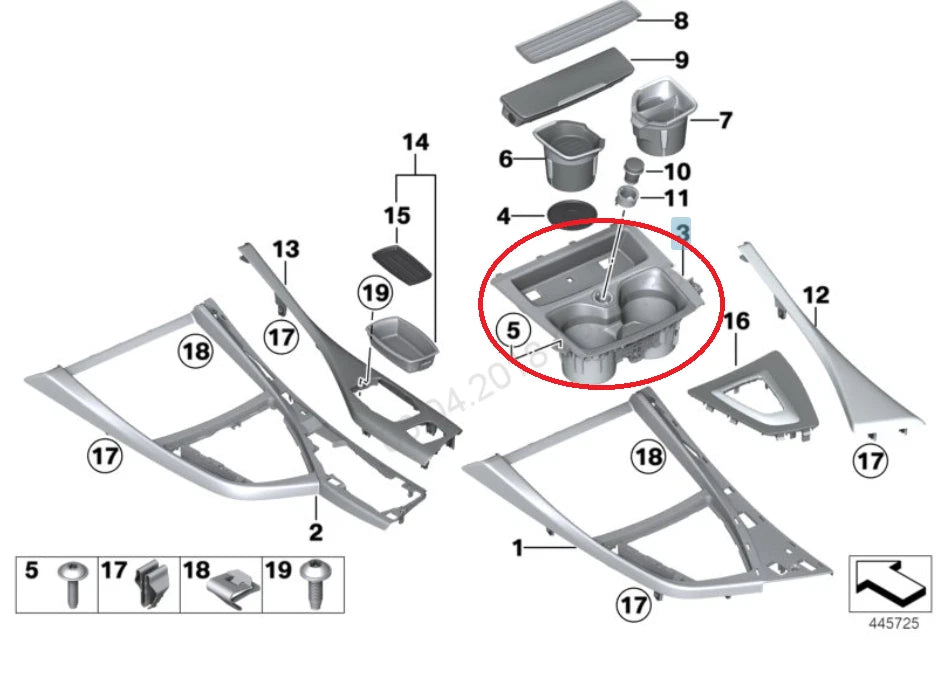 NEW BMW 1 F20 CENTER CONSOLE CUP HOLDER 51169207321 9207321 2015 ORIGINAL