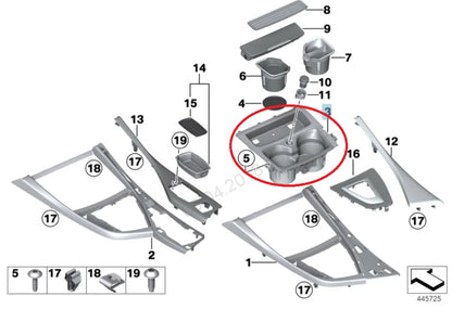 NEW BMW 1 F20 CENTER CONSOLE CUP HOLDER 51169207321 9207321 2015 ORIGINAL