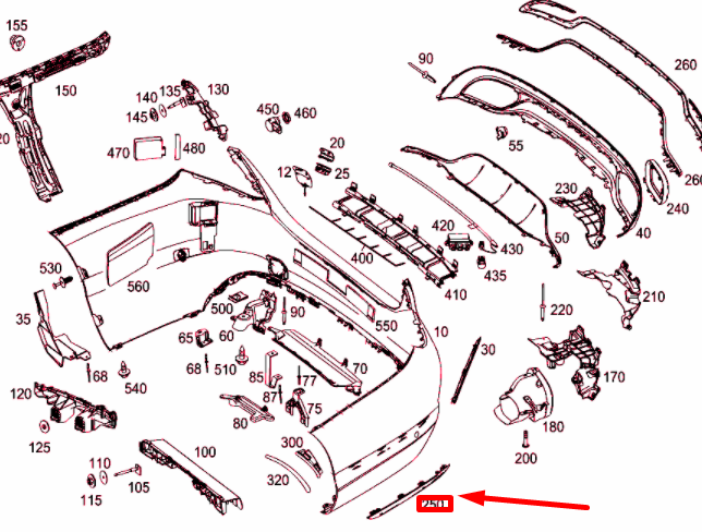 NEW MERCEDES-BENZ C W205 REAR LEFT BUMPER MOLDING A2058850521 ORIGINAL