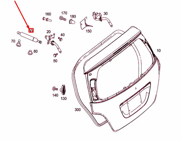 NEW MERCEDES-BENZ R W251 REAR PANEL DOOR RIGHT GAS SPRING A2519801064 ORIGINAL