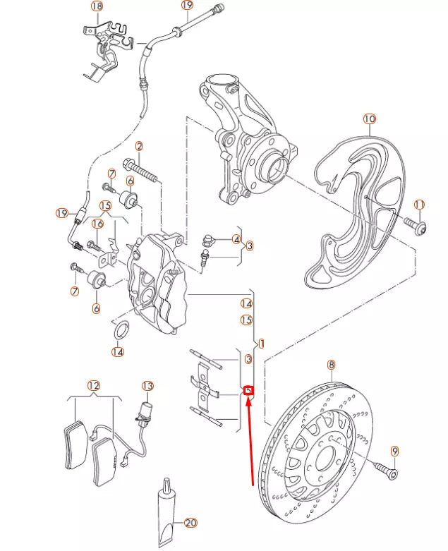 NEW AUDI TT RS 8J FRONT BRAKE CALIPER ATTACHMENT PARTS SET 8J0698269