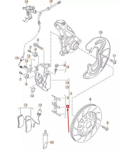 NEW AUDI TT RS 8J FRONT BRAKE CALIPER ATTACHMENT PARTS SET 8J0698269
