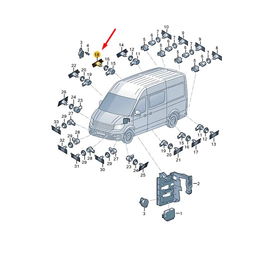 NEW VW CRAFTER MK2 RIGHT FLANK PROTECTION SENSOR BRACKET 7C0919398B9B9 ORIGINAL