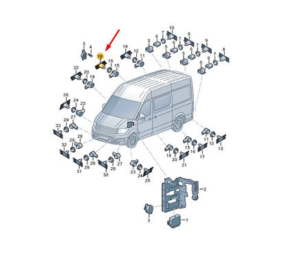 NEW VW CRAFTER MK2 RIGHT FLANK PROTECTION SENSOR BRACKET 7C0919398B9B9 ORIGINAL