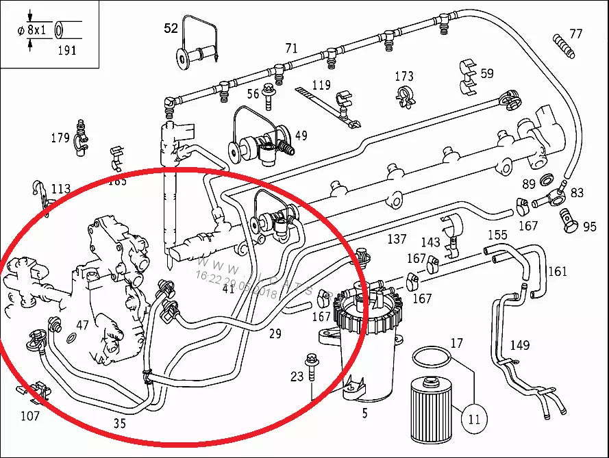 NEW MERCEDES-BENZ OM613 E-CLASS PLASTIC T PIECE FUEL PIPE A6130702232 ORIGINAL