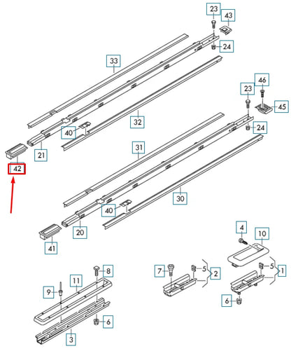 NEW VW TRANSPORTER T6 FRONT CENTER SEAT GUIDE RAIL STOP 7E5883868E82V ORIGINAL