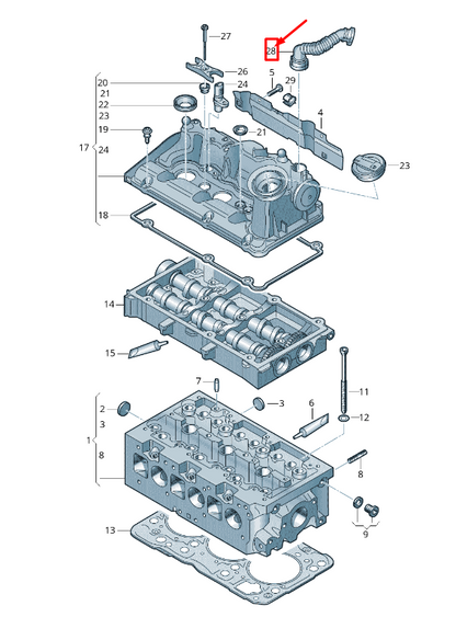 new skoda rapid nh cylinder head cover breather line 04b103493 original