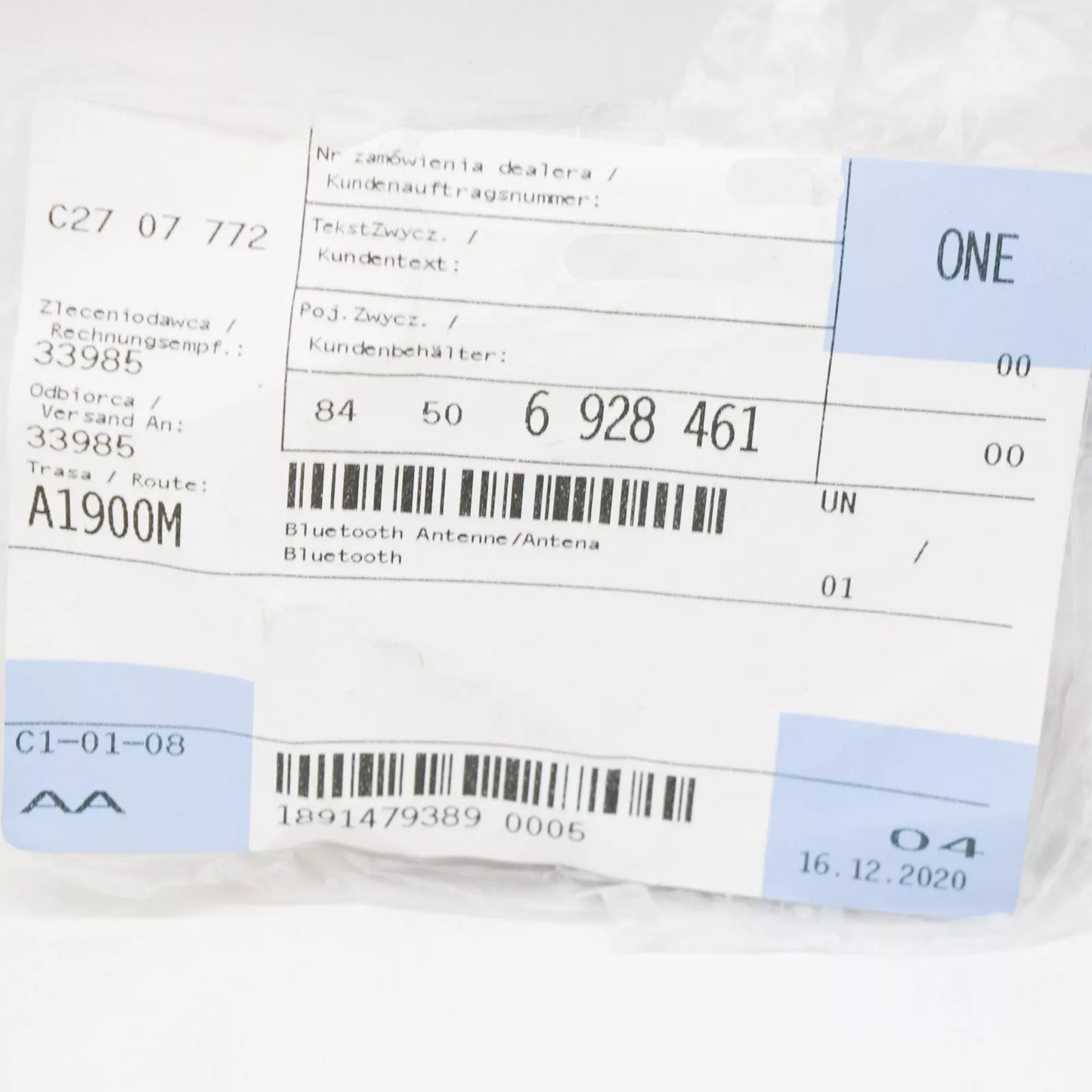 NEW BMW 1 E81 BLUETOOTH ANTENNA MODULE 84506928461 6928461 ORIGINAL