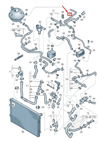 NEW AUDI A3 SPORTBACK 8P ENGINE COOLANT HOSE 1K0122447GF ORIGINAL