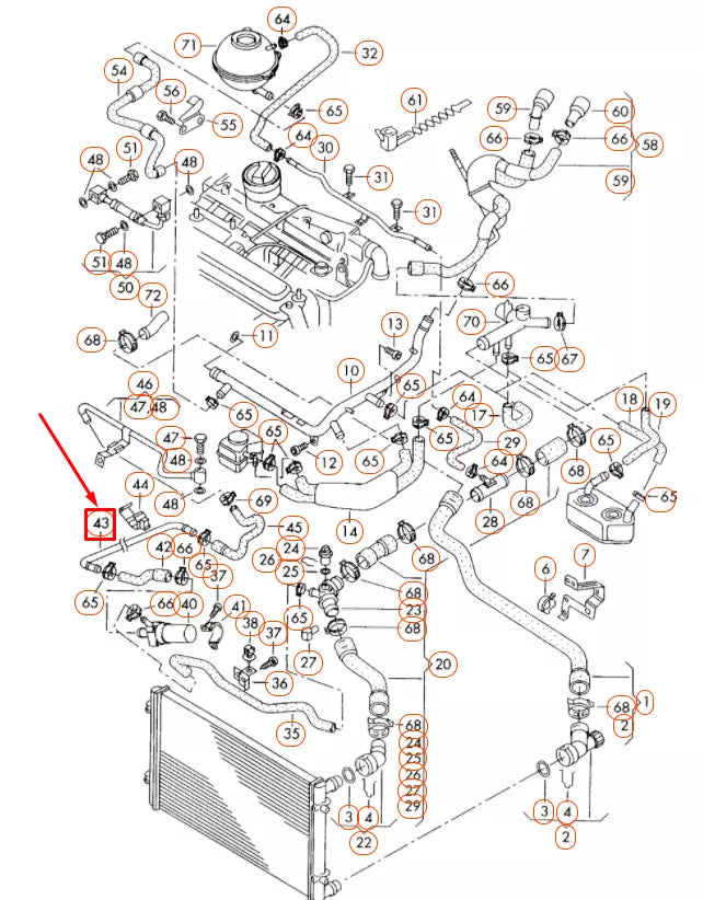 NEW VOLKSWAGEN BEETLE 9C ENGINE COOLANT PIPE 1C0121065
