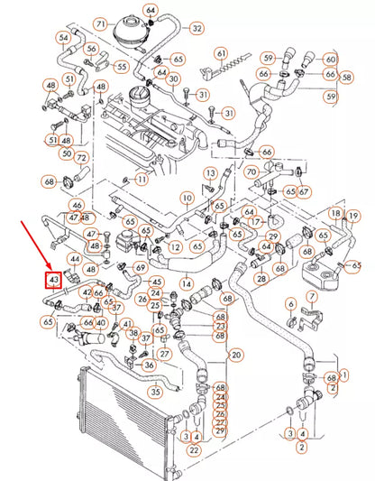 NEW VOLKSWAGEN BEETLE 9C ENGINE COOLANT PIPE 1C0121065