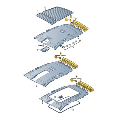 NEW VOLKSWAGEN TIGUAN 5N REAR ROOF HEADLINER END TRIM 5N0867617Y20
