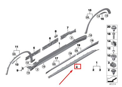 NEW BMW X1 F48 LEFT ROCKER PANEL TRIM 51777379993 7379993 ORIGINAL