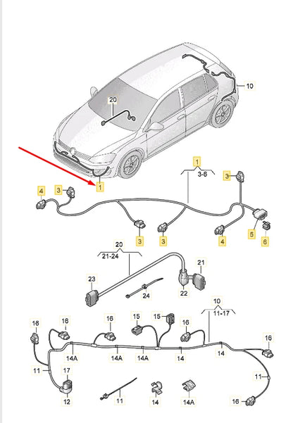 NEW VW GOLF VII FRONT BUMPER WIRING SET 5G0971095Q