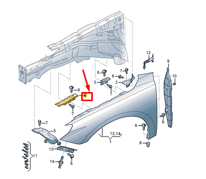 NEW AUDI A1 GB FRONT LEFT FENDER HOLDER 82A821431 ORIGINAL
