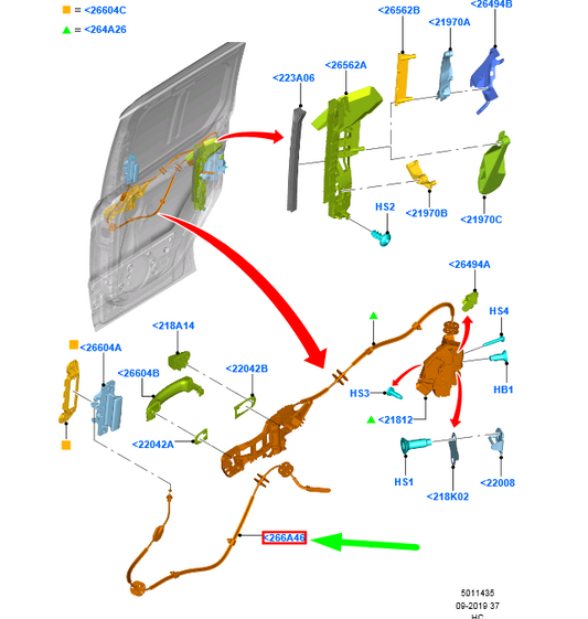 new ford tourneo connect mk2 left sliding door control cable 2022505 original