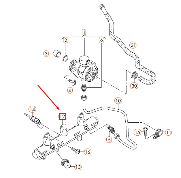 NEW AUDI A4 B8 FUEL RAIL 06J133317AB ORIGINAL