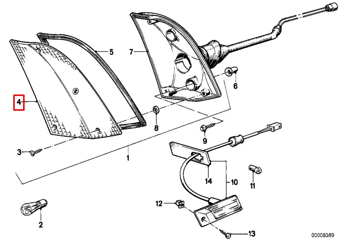 NEW BMW 7 E23 RIGHT TURN INDICATOR LENS 63131370546 ORIGINAL