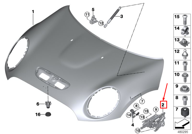 new mini clubman f54 front left engine hood hinge 41007438919 7438919 original