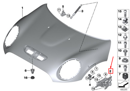 new mini clubman f54 front left engine hood hinge 41007438919 7438919 original