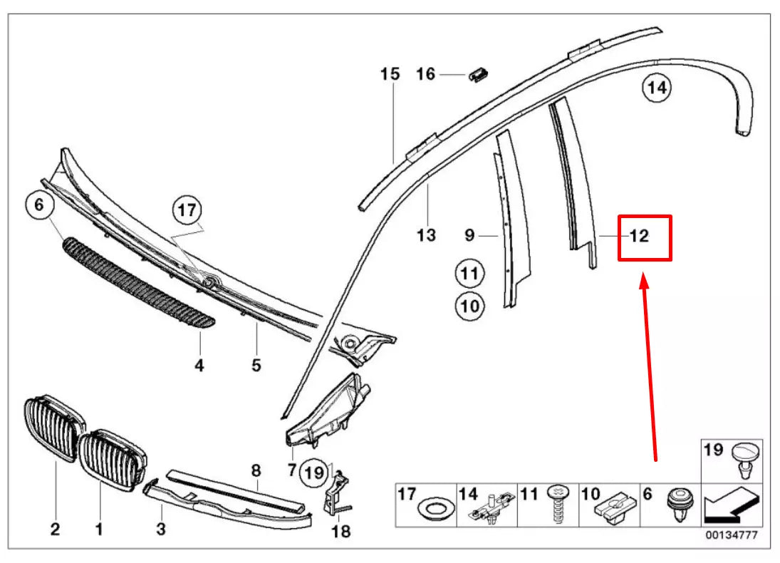 NEW BMW 3 E46 REAR RIGHT DOOR WINDOW FRAME COVER 8160972 51348160972 ORIGINAL