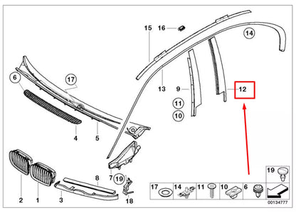 NEW BMW 3 E46 REAR RIGHT DOOR WINDOW FRAME COVER 8160972 51348160972 ORIGINAL