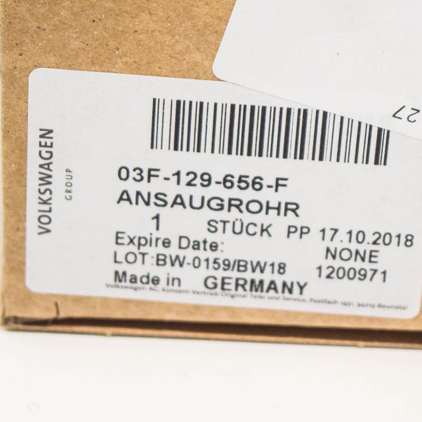 NEW AUDI A3 8P INTAKE MANIFOLD 03F129656F ORIGINAL