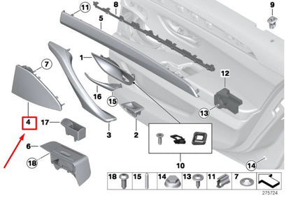 NEW BMW 5 F10 REAR LEFT LOUDSPEAKER COVER 51427226463 7226463 ORIGINAL
