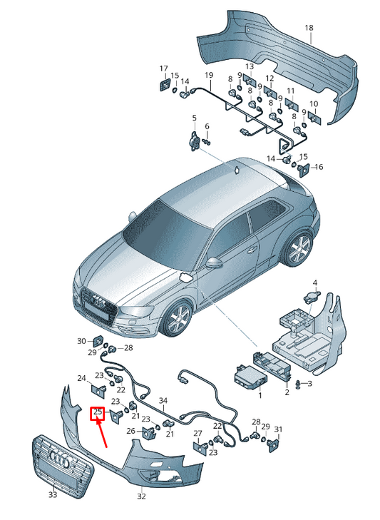 new audi a3 8v front right inner pdc sensor support 8v39192681qp original