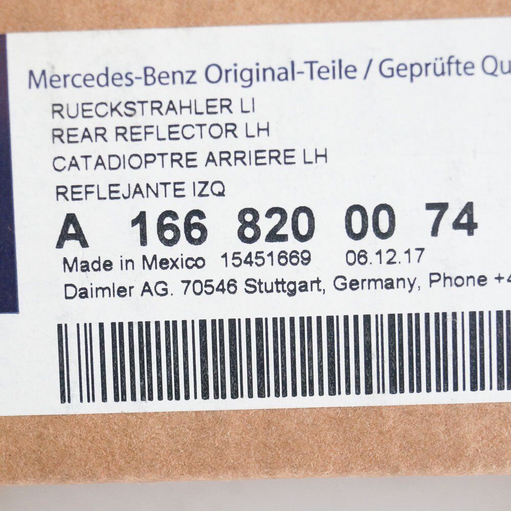 new mercedes-benz ml-class w166 rear bumper left reflector a1668200074 2015