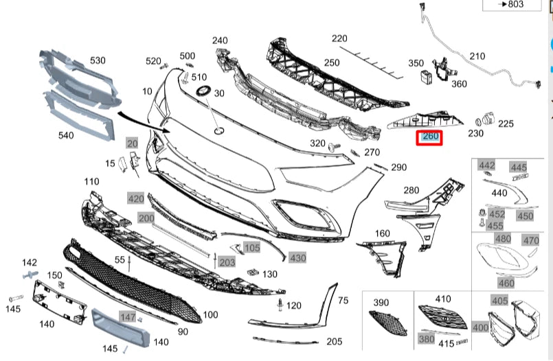 NEW MERCEDES-BENZ CLA COUPE C118 FRONT RIGHT BUMPER BRACKET A1188855000 ORIGINAL