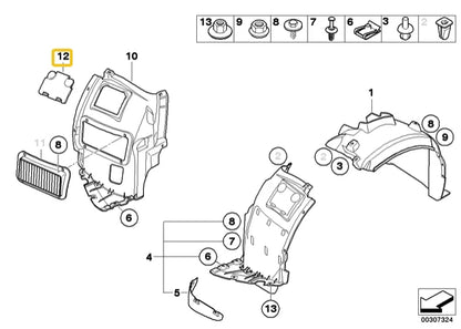 BMW E90 E91 FRONT RIGHT WHEEL ARCH HEADLIGHT ACCESS COVER 51717143849 06-11 NEW