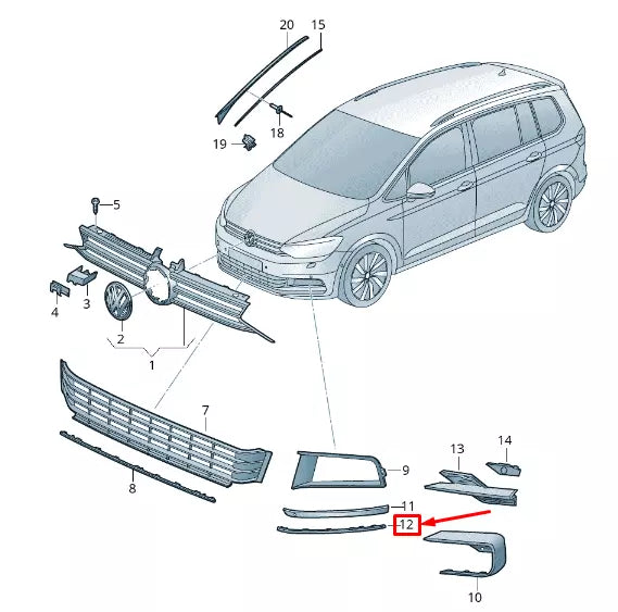 NEW VW TOURAN 5T FRONT LEFT BUMPER MOLDING 5TA8530572ZZ