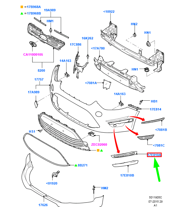 new ford galaxy mk2 front bumper right lamp cover 1866206 original