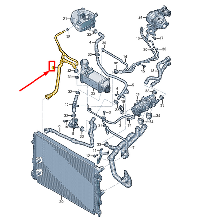 new vw golf cd mk8 coolant hose with quick release coupling 5wa122101aa original
