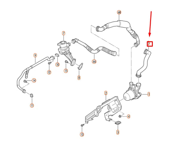 NEW VOLKSWAGEN BEETLE 9C SECONDARY AIR PUMP CONNECTING PIPE 1C0131128H